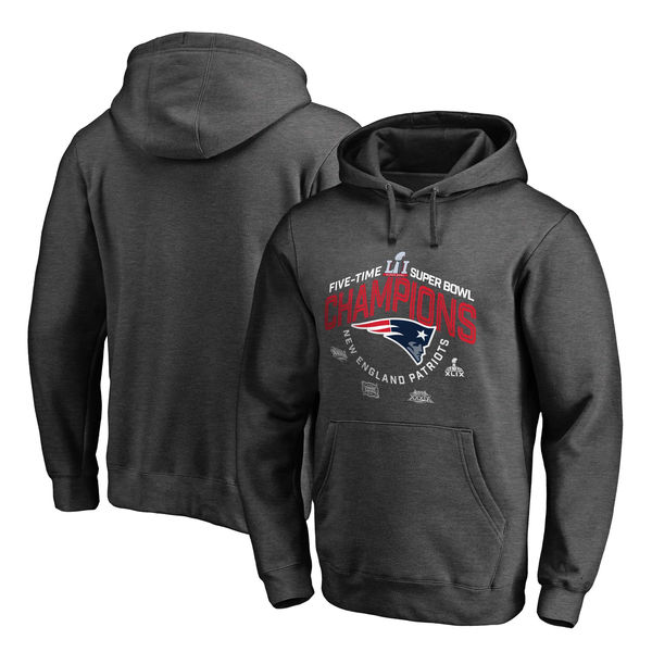 New England Patriots Pro Line by Fanatics Branded Big & Tall 5-Time Super Bowl Champions Pullover Hoodie - Heathered Gray